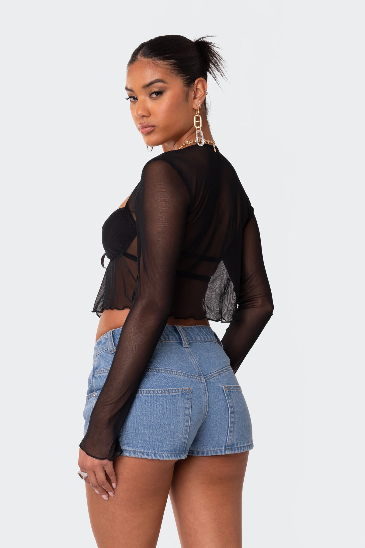 Tie Front Cupped Mesh Top - Image 5