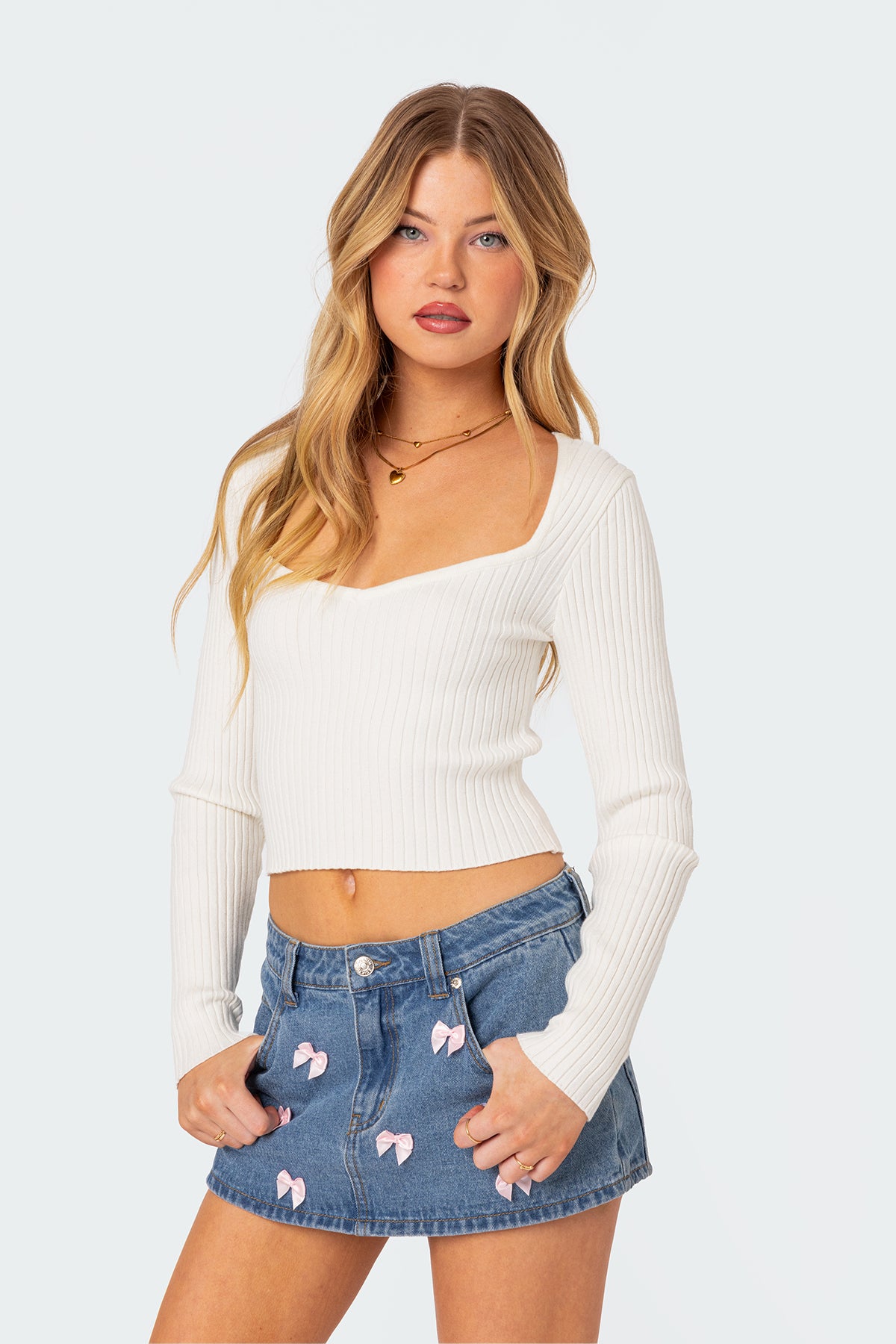 Misty Scoop Neck Ribbed Top - Image 3