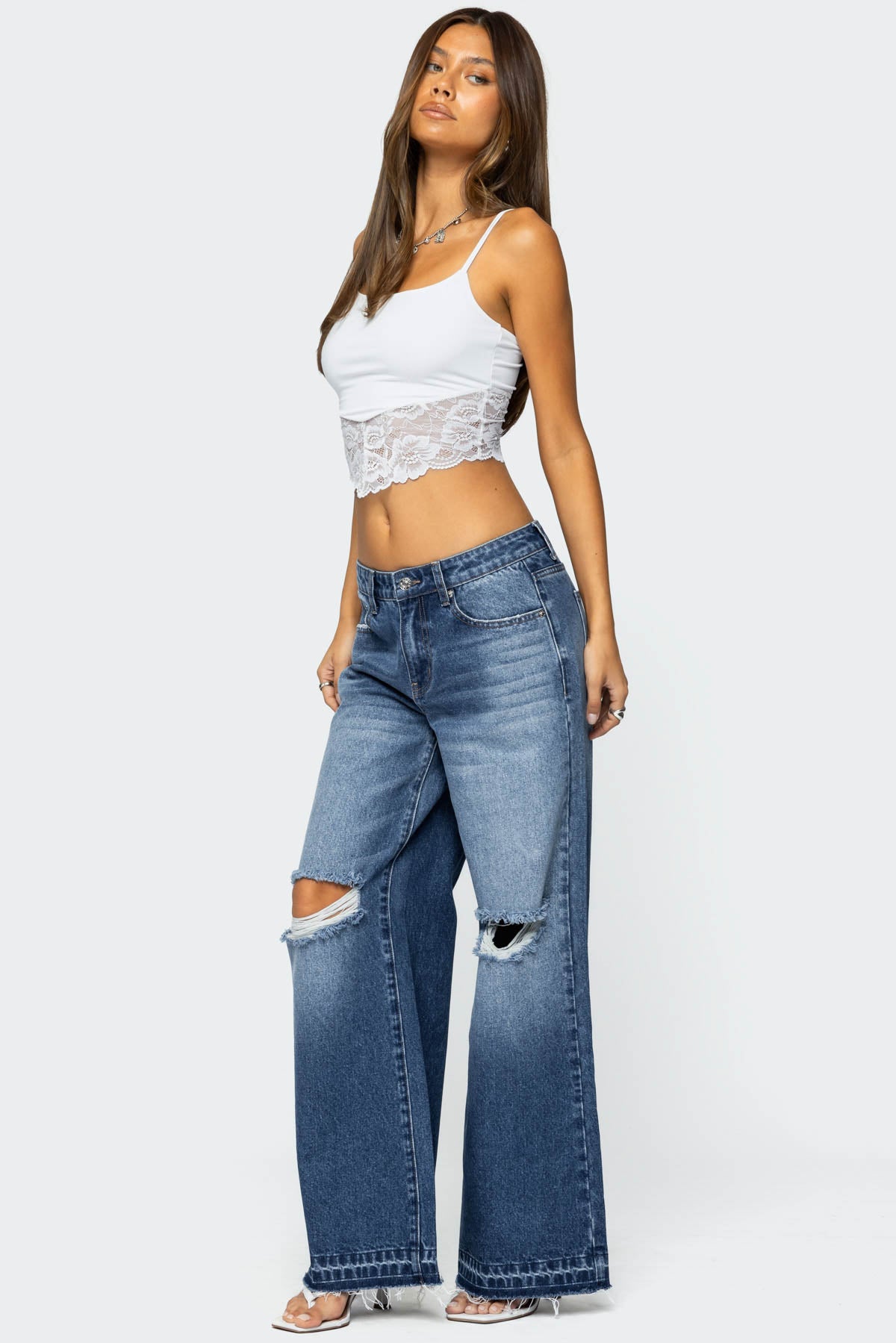 Xenia Distressed Low Rise Baggy Jeans - Image 3