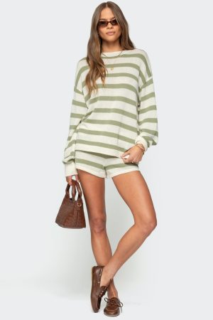 Amaris Striped Knit Shorts