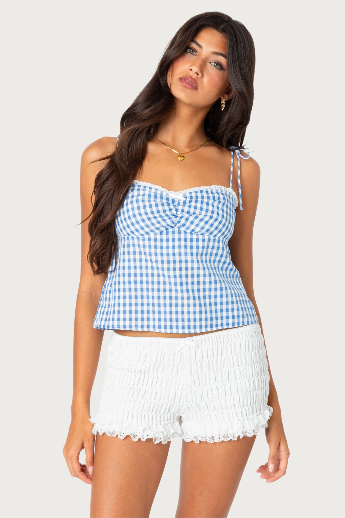 Billie Open Tie Back Gingham Top - Image 3