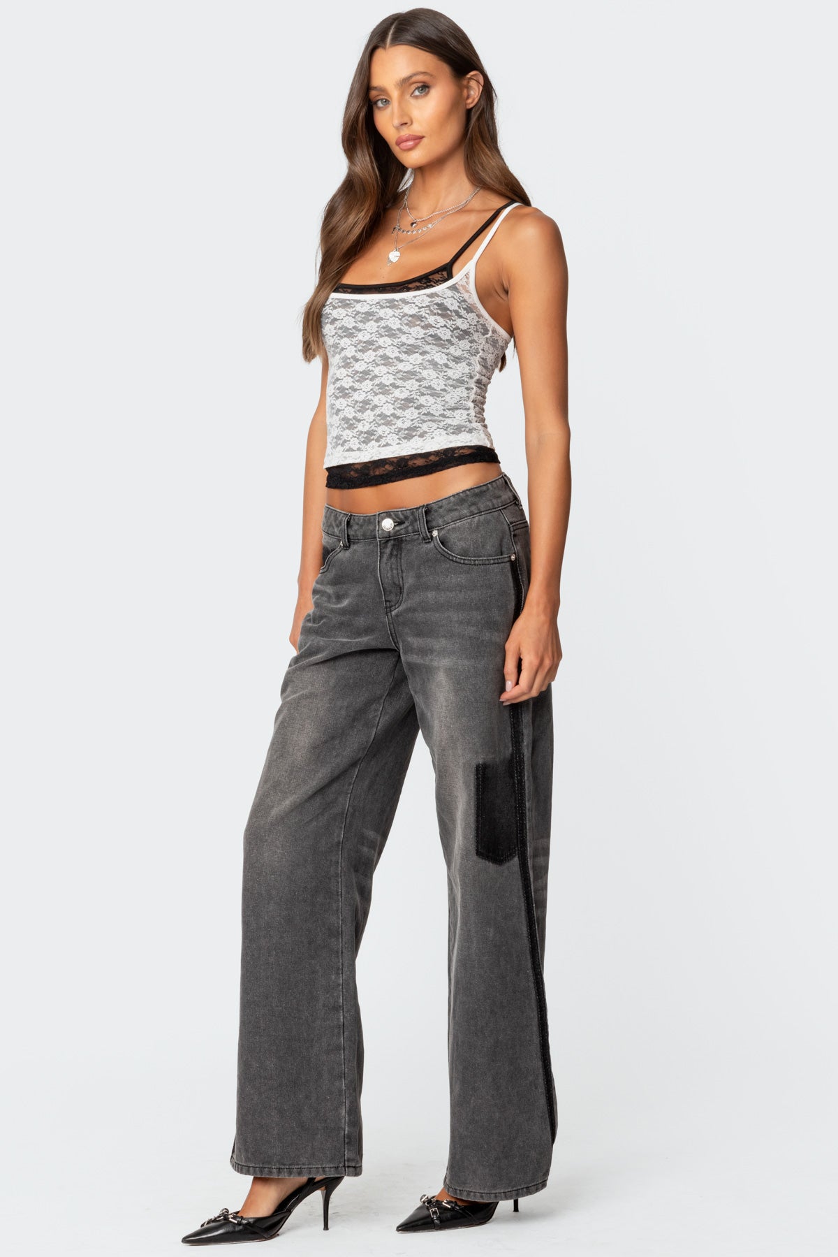 Contrast Pocket Washed Low Rise Baggy Jeans - Image 3