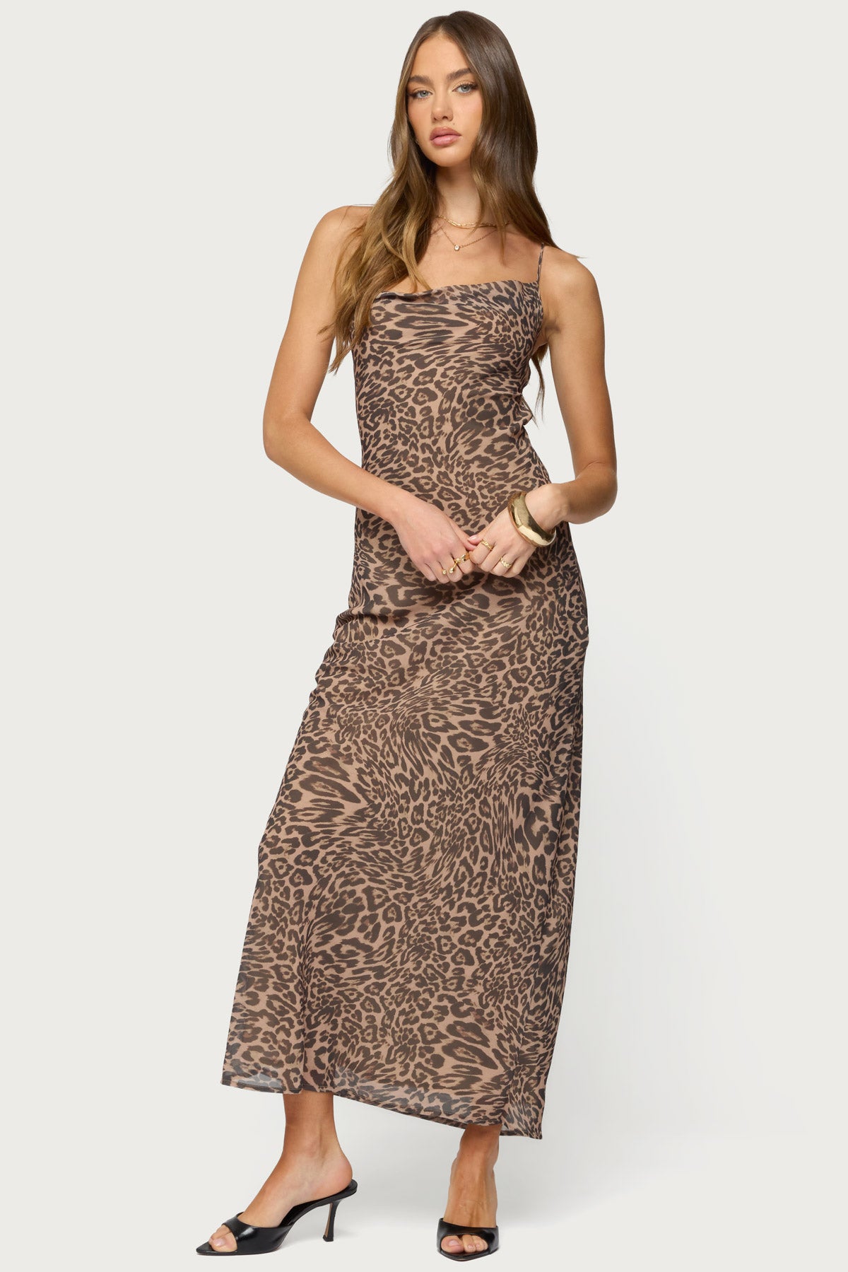 Ayanah Leopard Printed Backless Maxi Dress - Image 5
