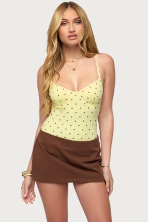 Gabriana Polka Dot Cupped Bodysuit