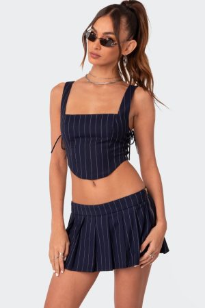 Pinstripe Side Lace Up Corset