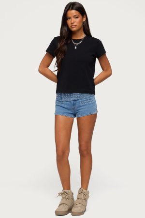 Odetta Studded Low Rise Denim Shorts