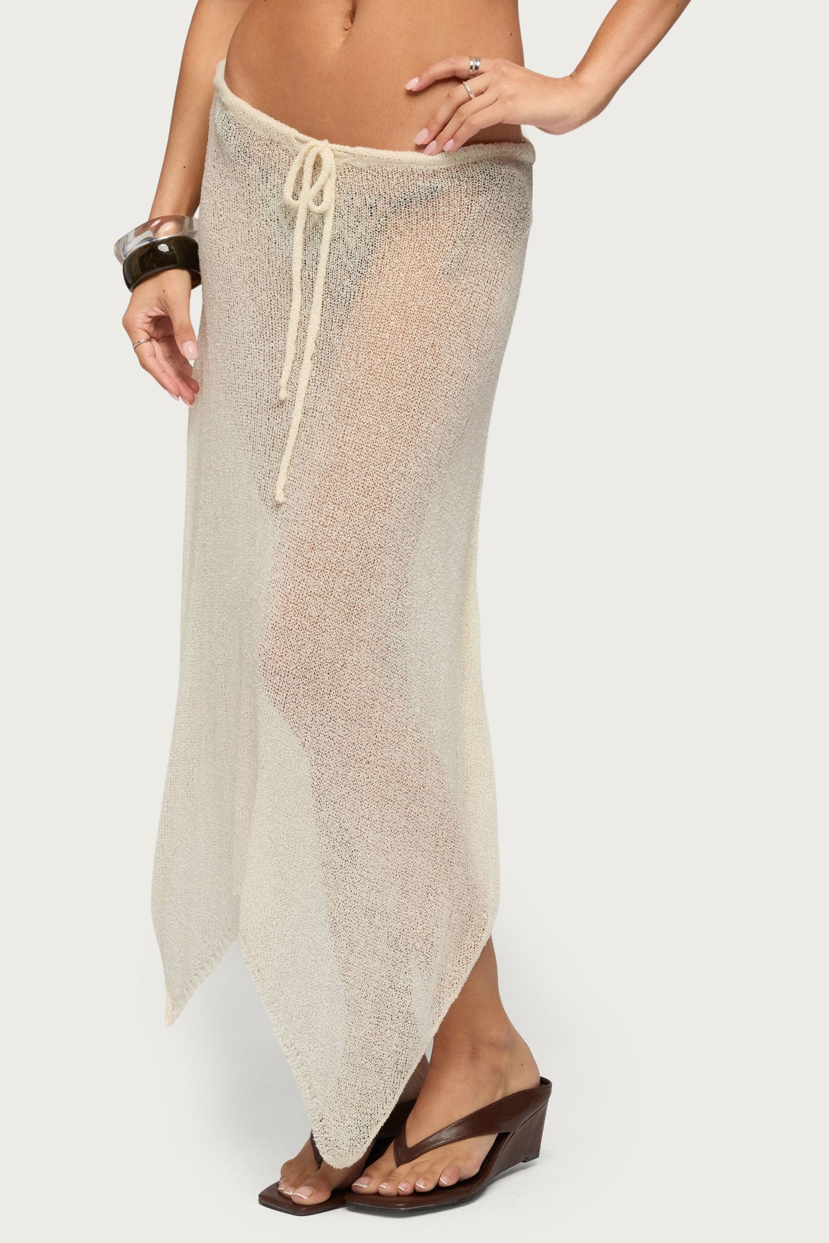 Isla Handkerchief Sheer Knit Midi Skirt - Image 3