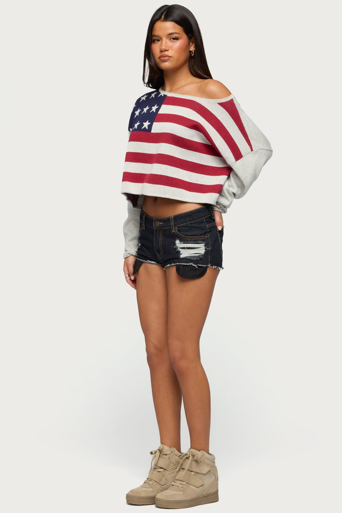 USA Off Shoulder Sweater - Image 4