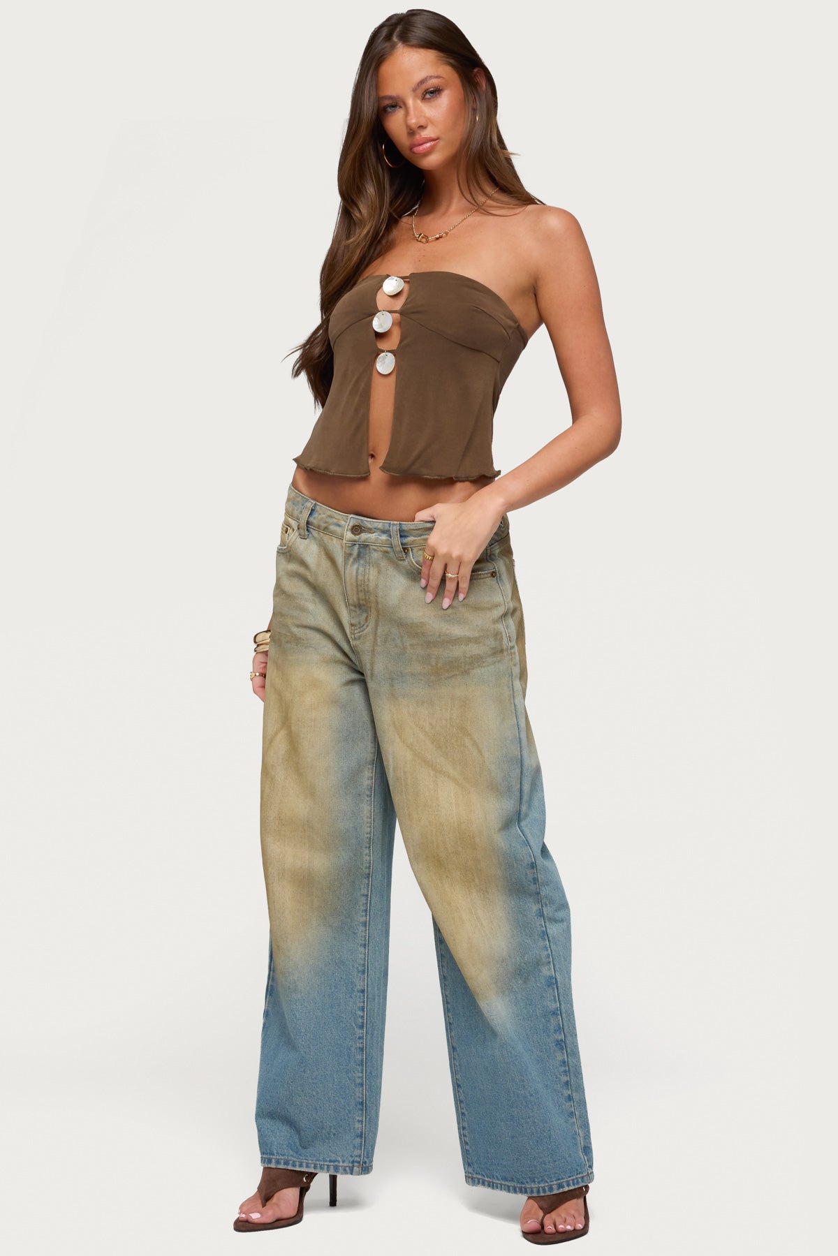 Lee Iridescent Strapless Cutout Top - Image 5